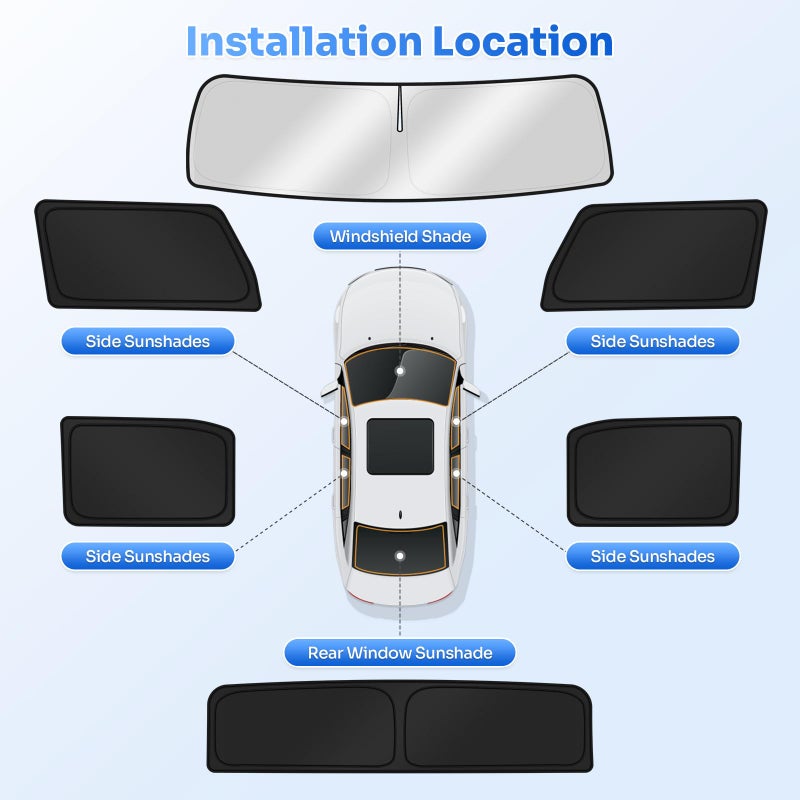 Canvcle Sunshades for 2022-2025 GMC Hummer EV Accessories Windshield Sun Shade Side Rear Window Shade Cover Sun Visor Shield Privacy Protection for Camping Keep Vehicle Cool Black 6PCS - Image 5